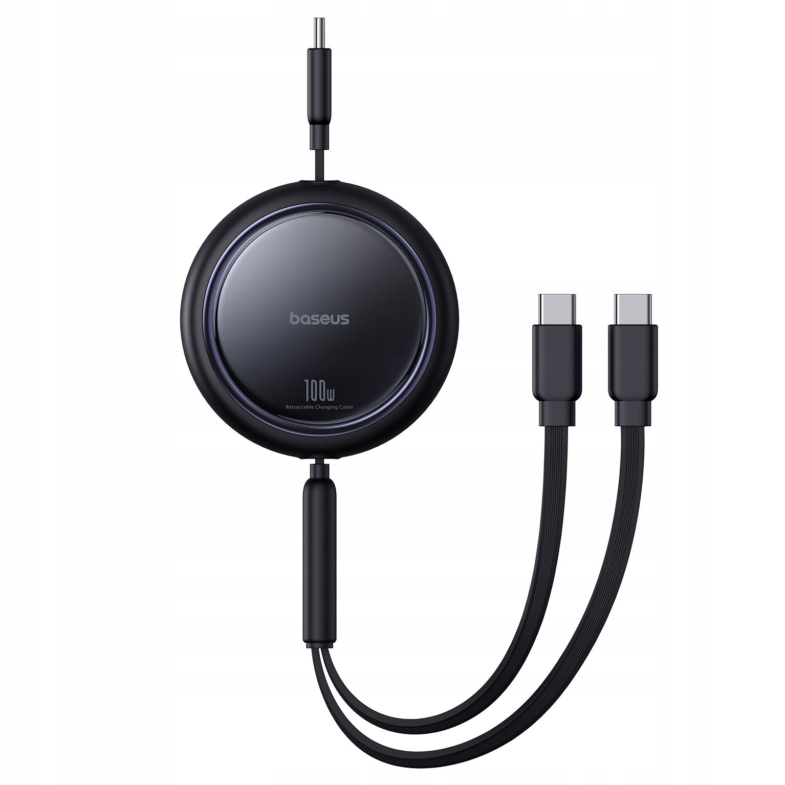 Baseus wireless charger with dual USB-C cables on a white background