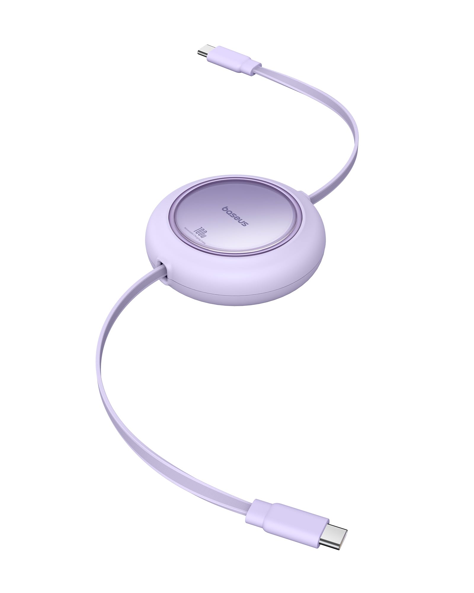 Purple USB-C hub with a cable on a white background