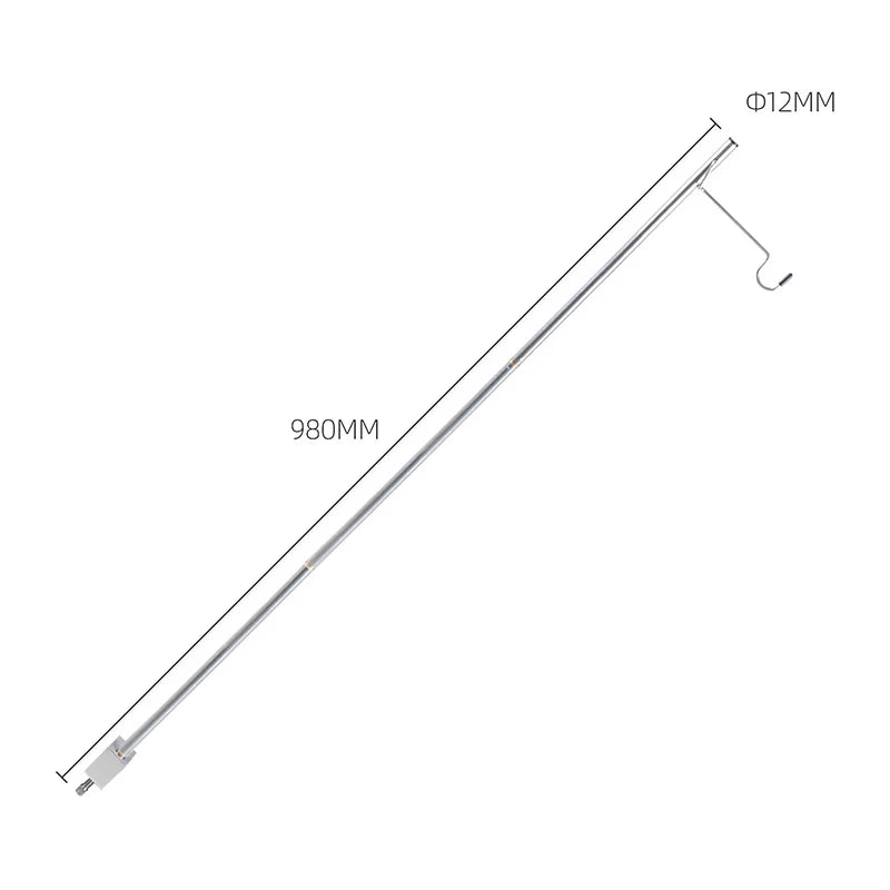 Measurement chart of a metal rod with dimensions Φ12MM and 980MM on a white background