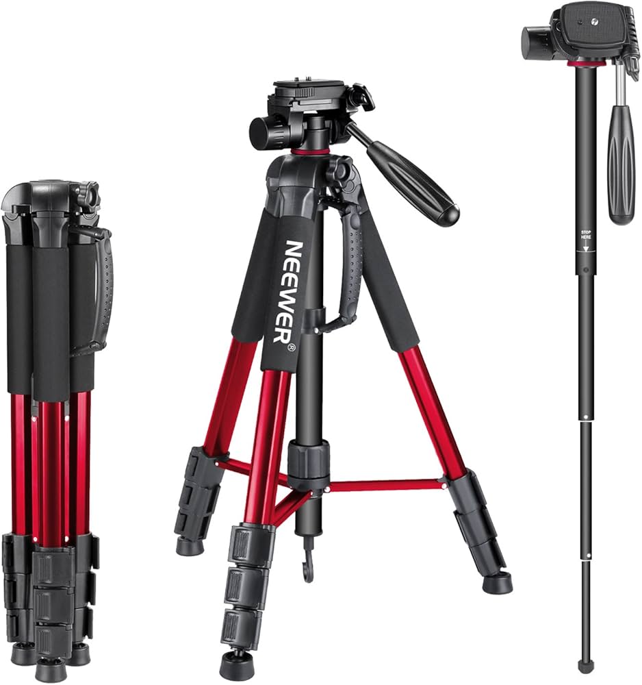 Neewer camera tripod with monopod on a white background