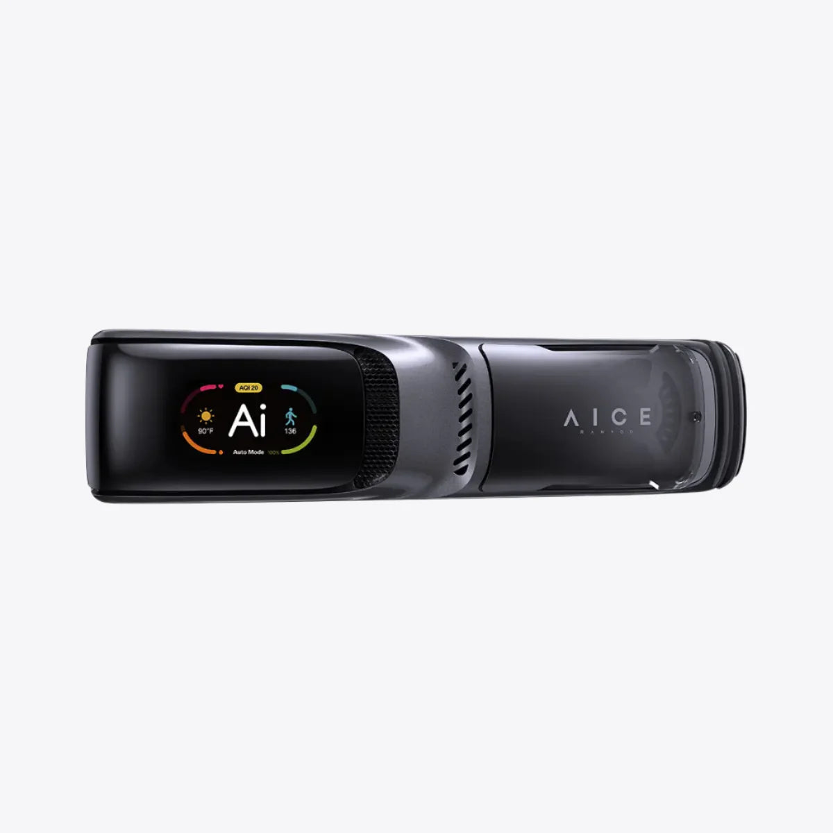 Black electronic device with a display and 'AICE' branding on a white background