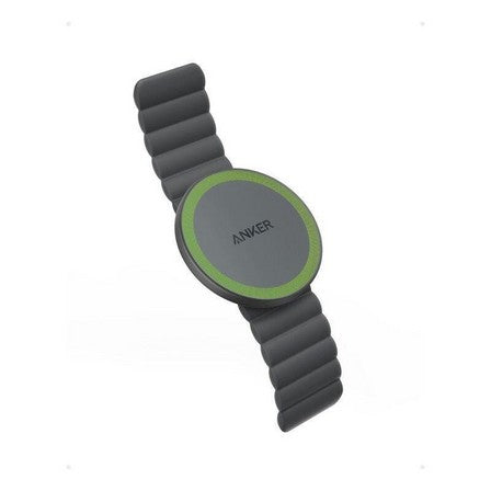 Anker smartwatch with black band and green accent on a white background