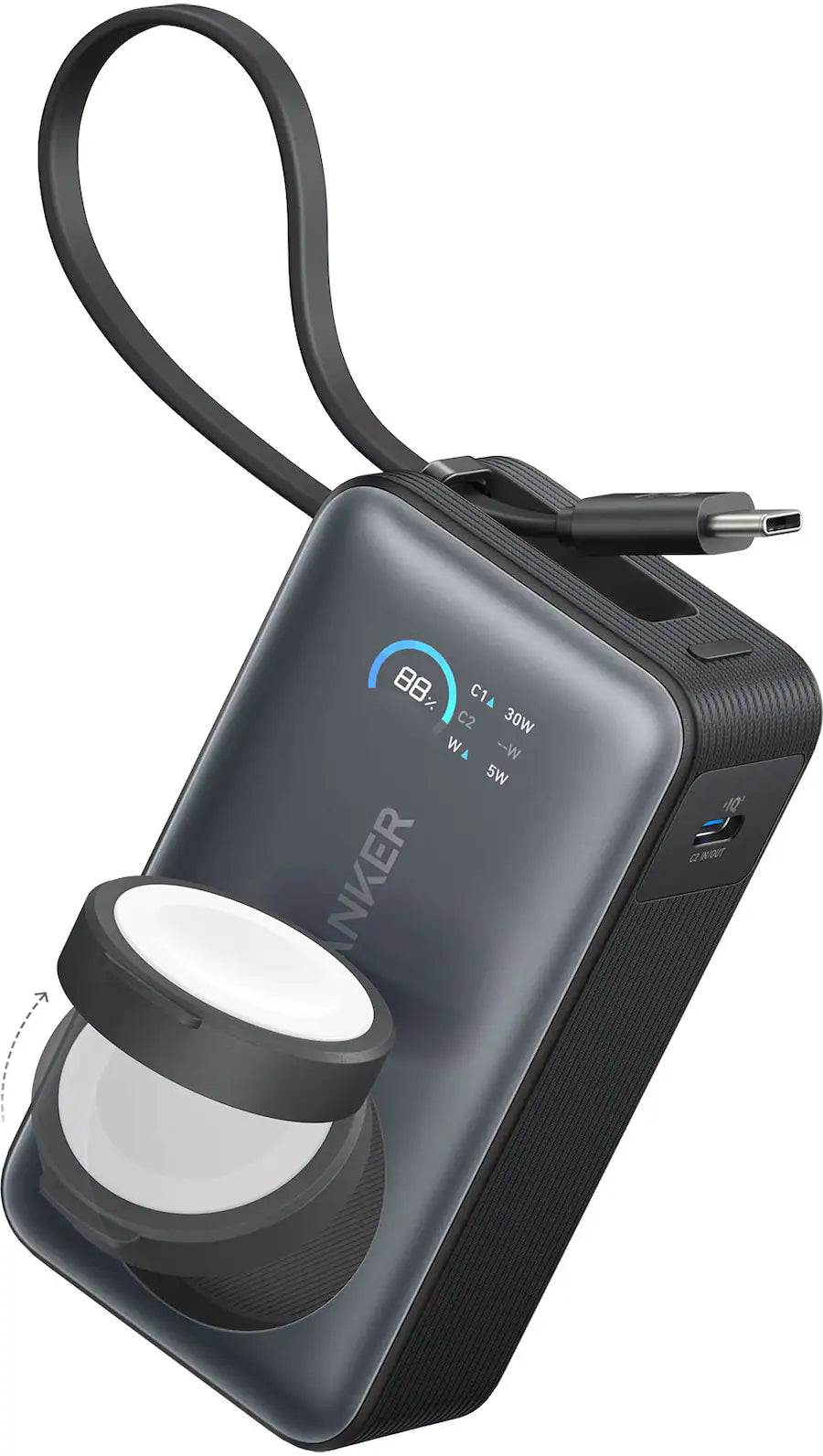 Anker power station with multiple ports on a white background