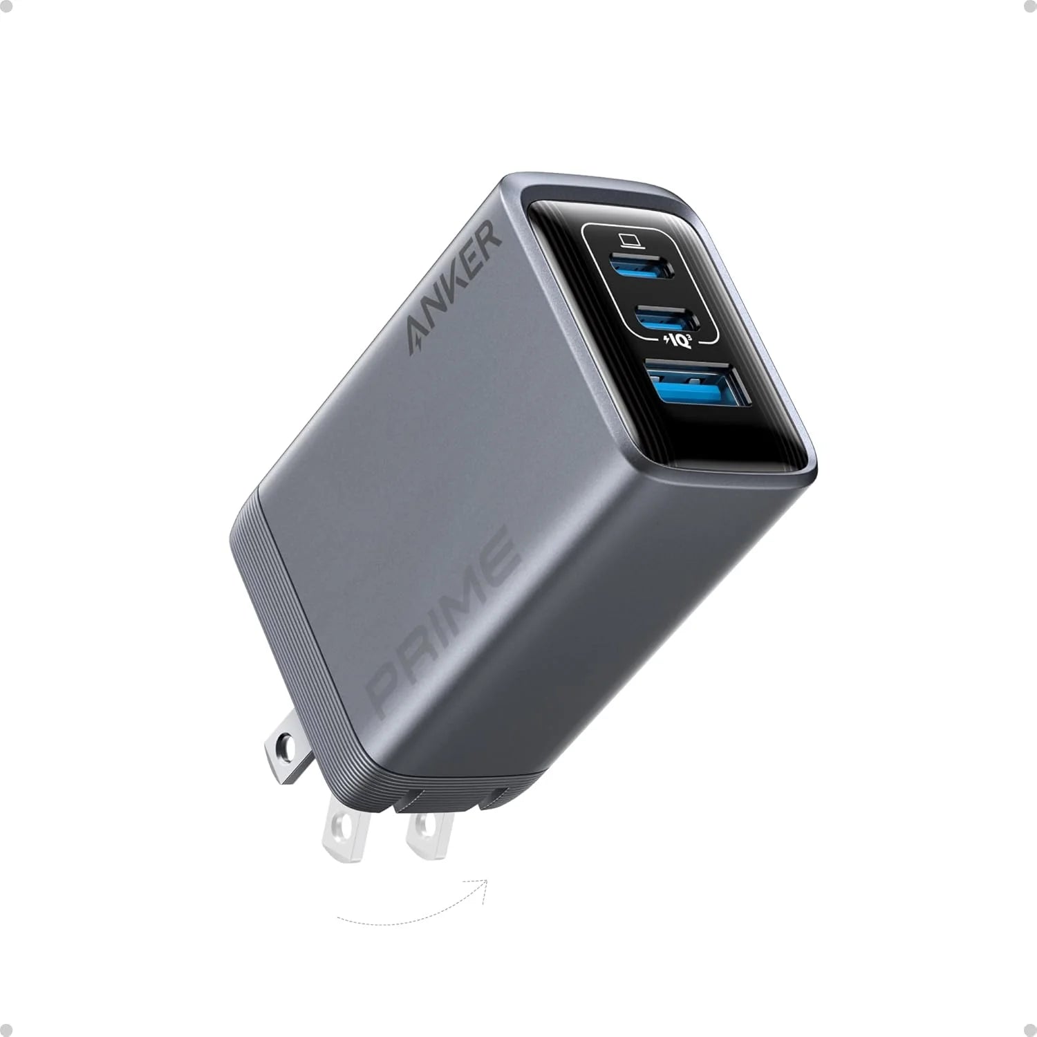 Anker power adapter with multiple USB ports on a white background