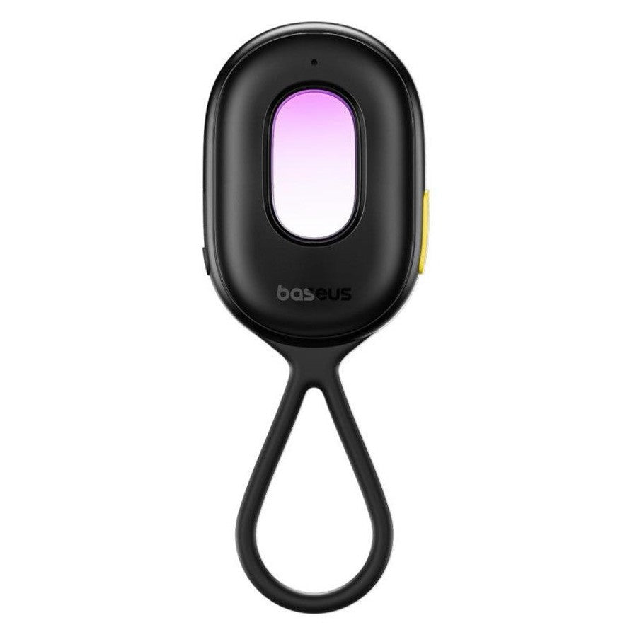 Black device with a pink screen on a white background
