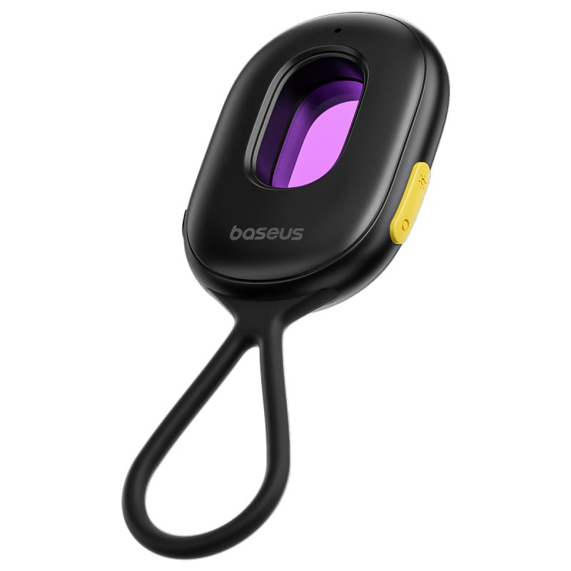 Black and yellow device with purple interior on a white background, featuring the brand 'baseus'.