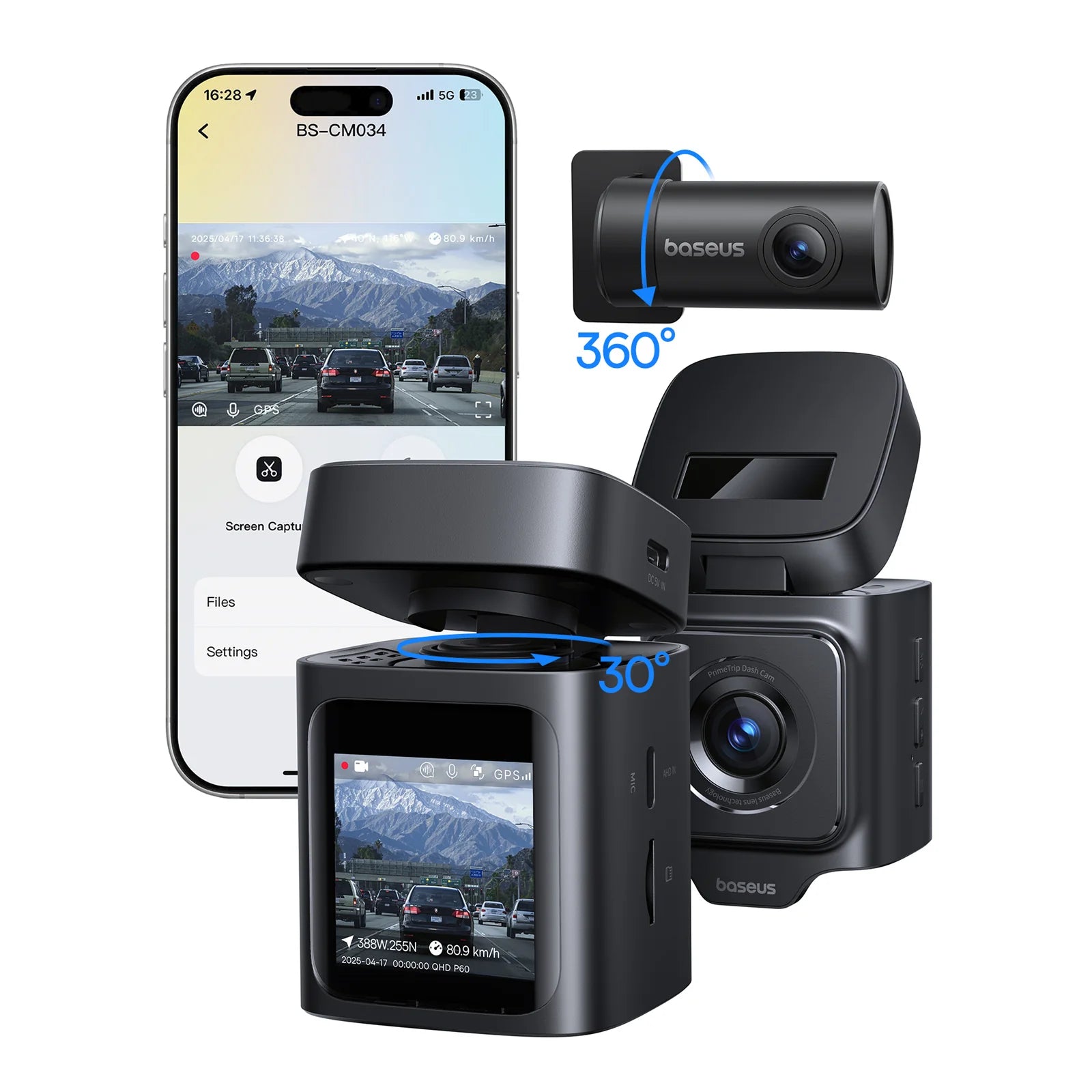 Baseus PrimeTrip VD1 Dash Cam Front 3K + Rear 1080p - Cosmic Black