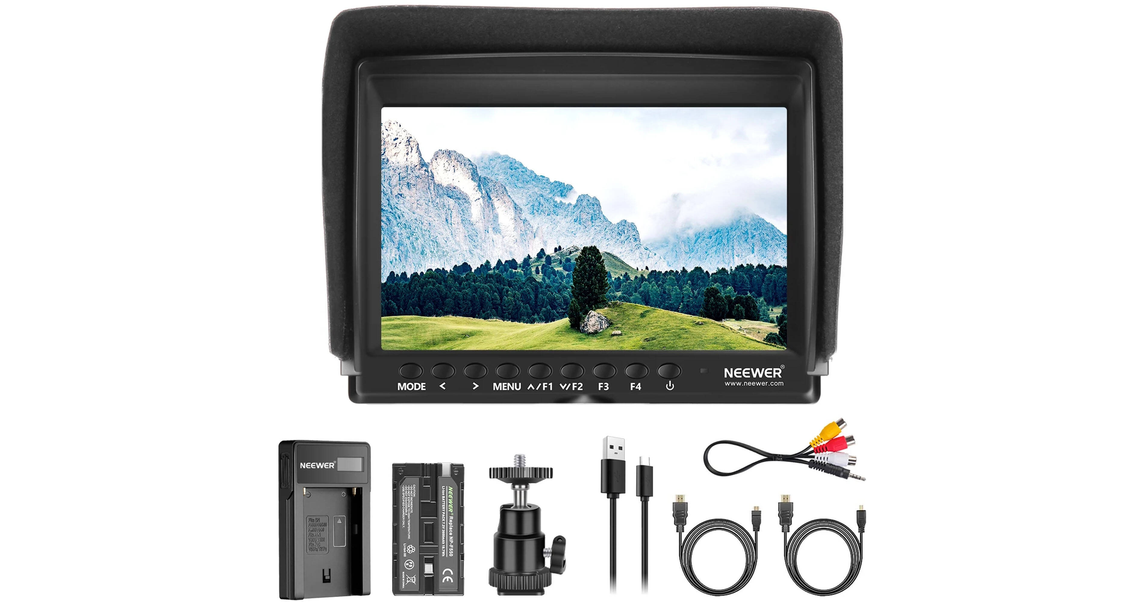 Portable monitor with accessories on a white background