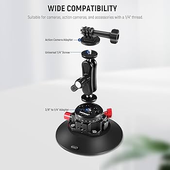 Camera mount adapter with wide compatibility text on a white background