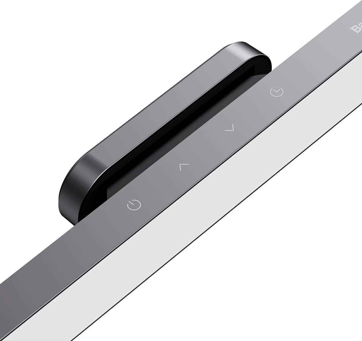 Close-up of a modern kitchen handle on a white background