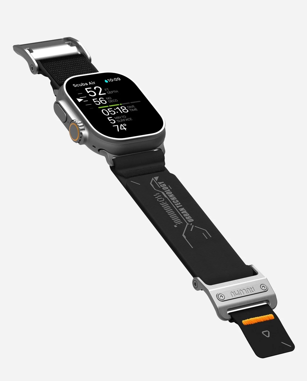 Smartwatch with a black band on a white background