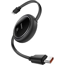 Black USB-C cable and adapter on a white background