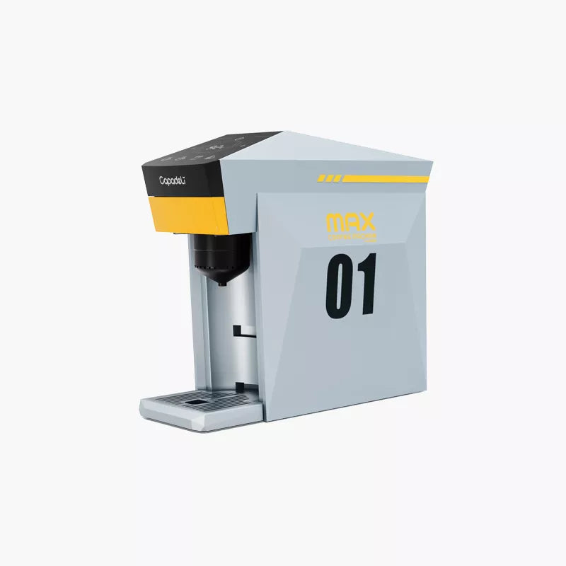 Capresso coffee machine with 'MAX 01' branding on a white background