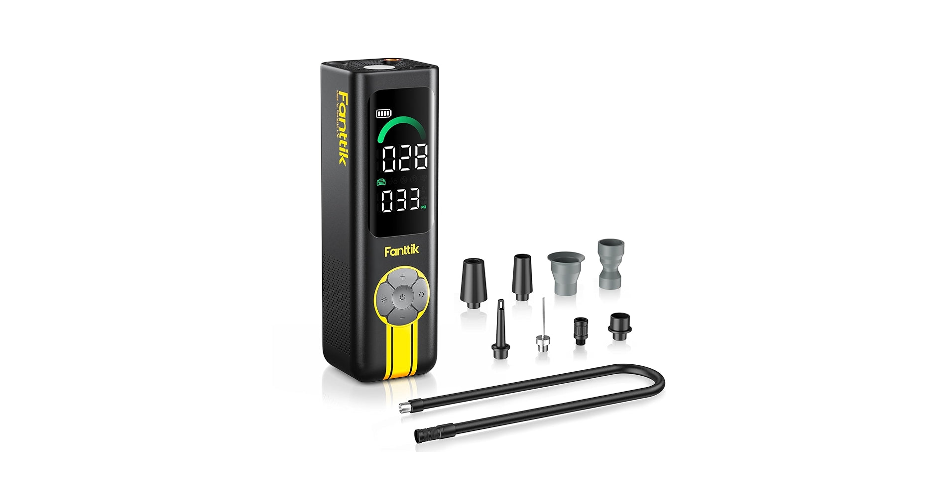 Digital laser measure with accessories on a white background