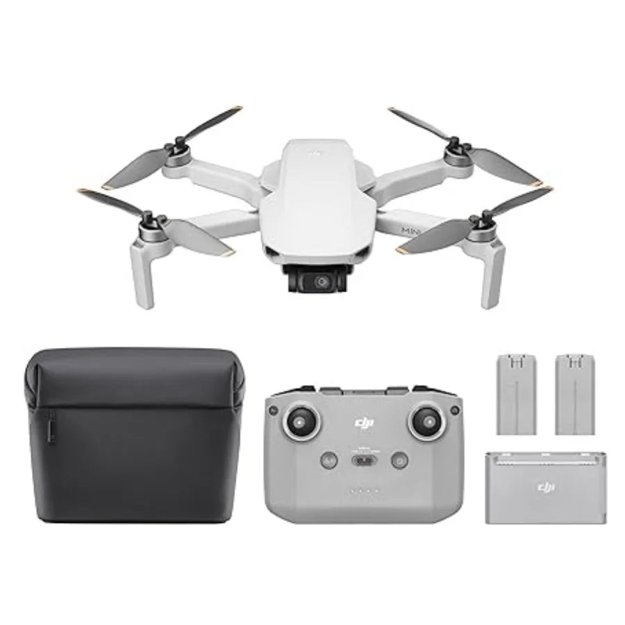 DJI Spark drone with carrying case and remote control on a white background