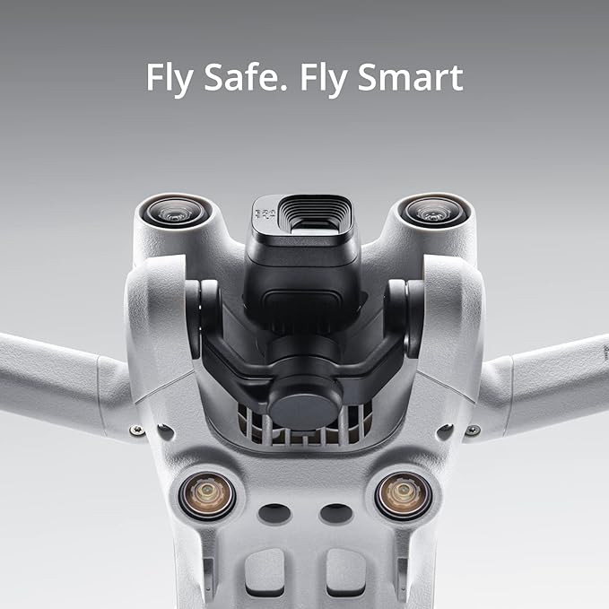 Drone with 'Fly Safe. Fly Smart' text on a gray background