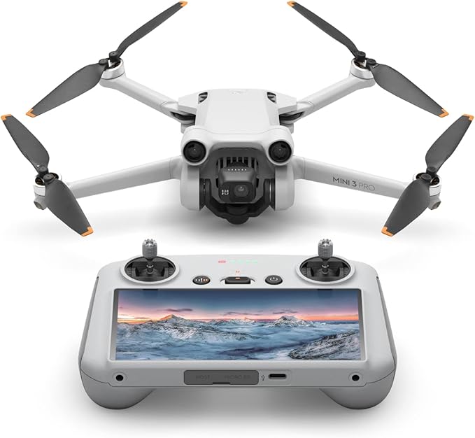 Drone with remote control on a white background