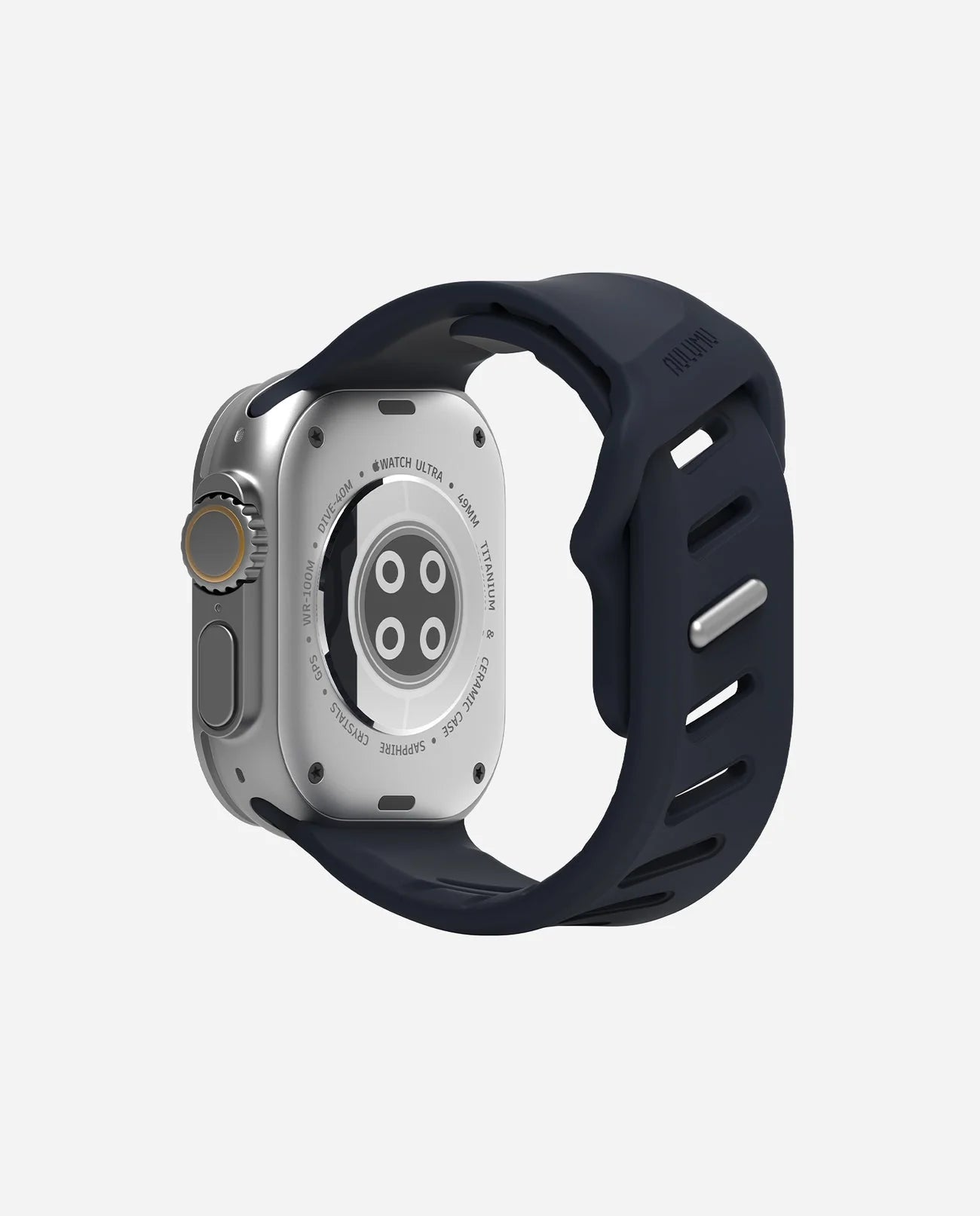 Smartwatch with a black band on a white background
