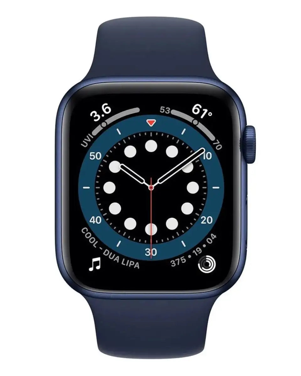 Smartwatch with a blue strap on a white background