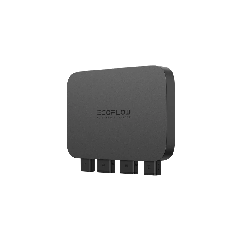 Black device with 'EcoFlow' branding on a white background