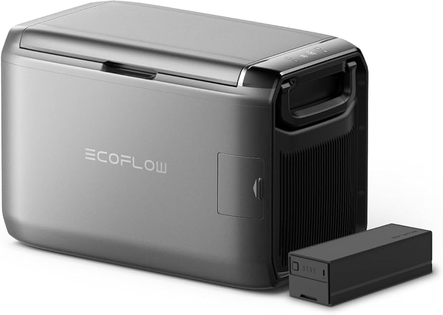 EcoFlow power station with a smaller battery pack on a white background