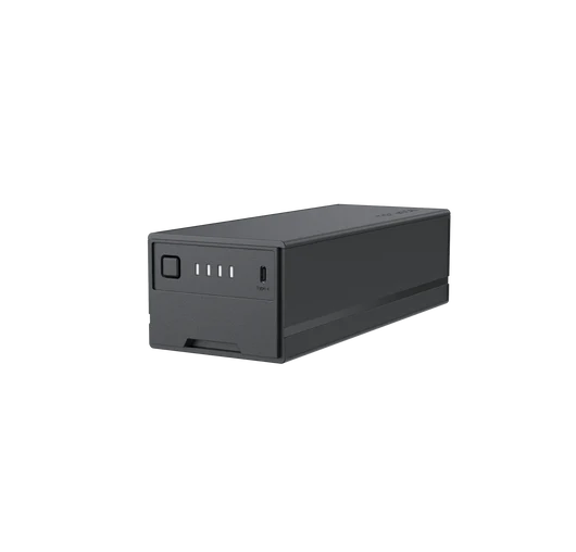 Black rectangular battery pack on a white background