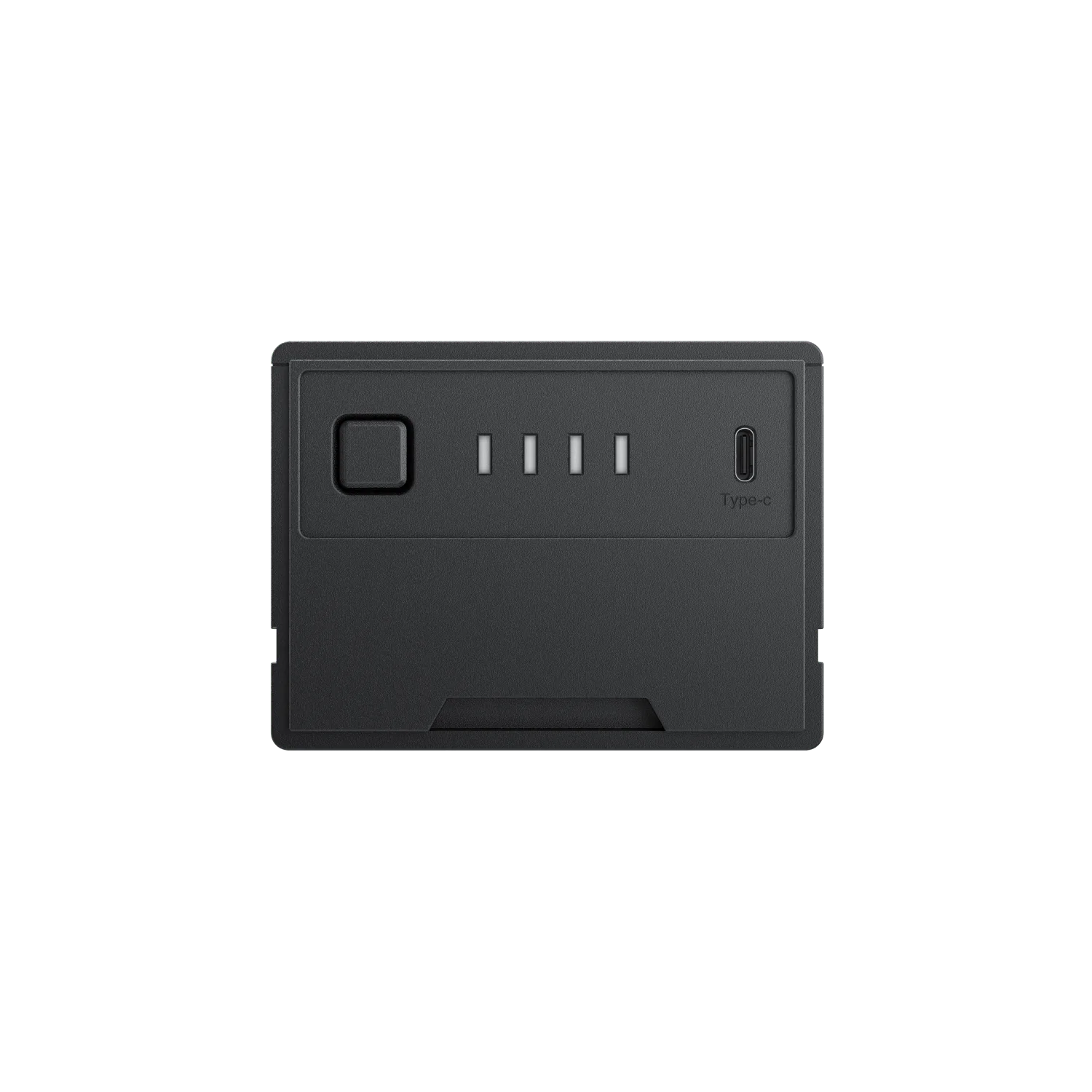 Black electronic device with ports on a white background