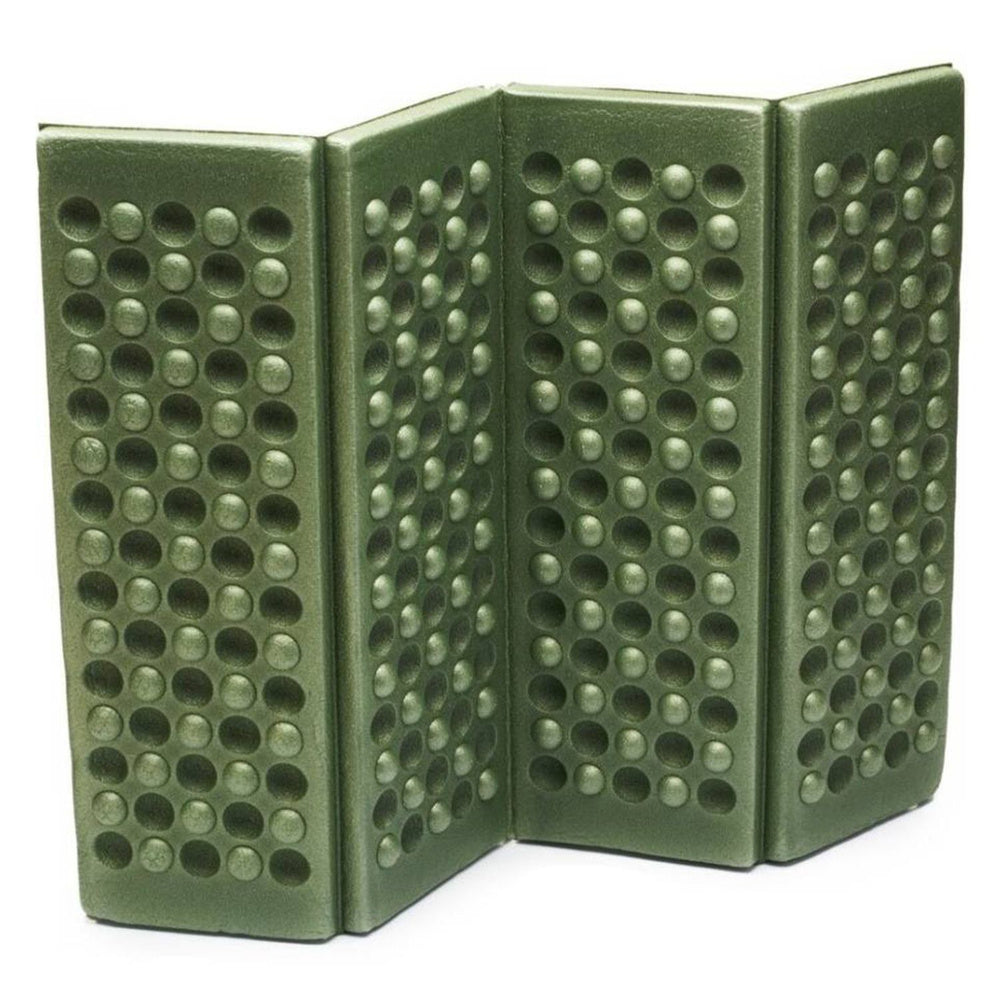 Green folding tool with a honeycomb pattern on a white background