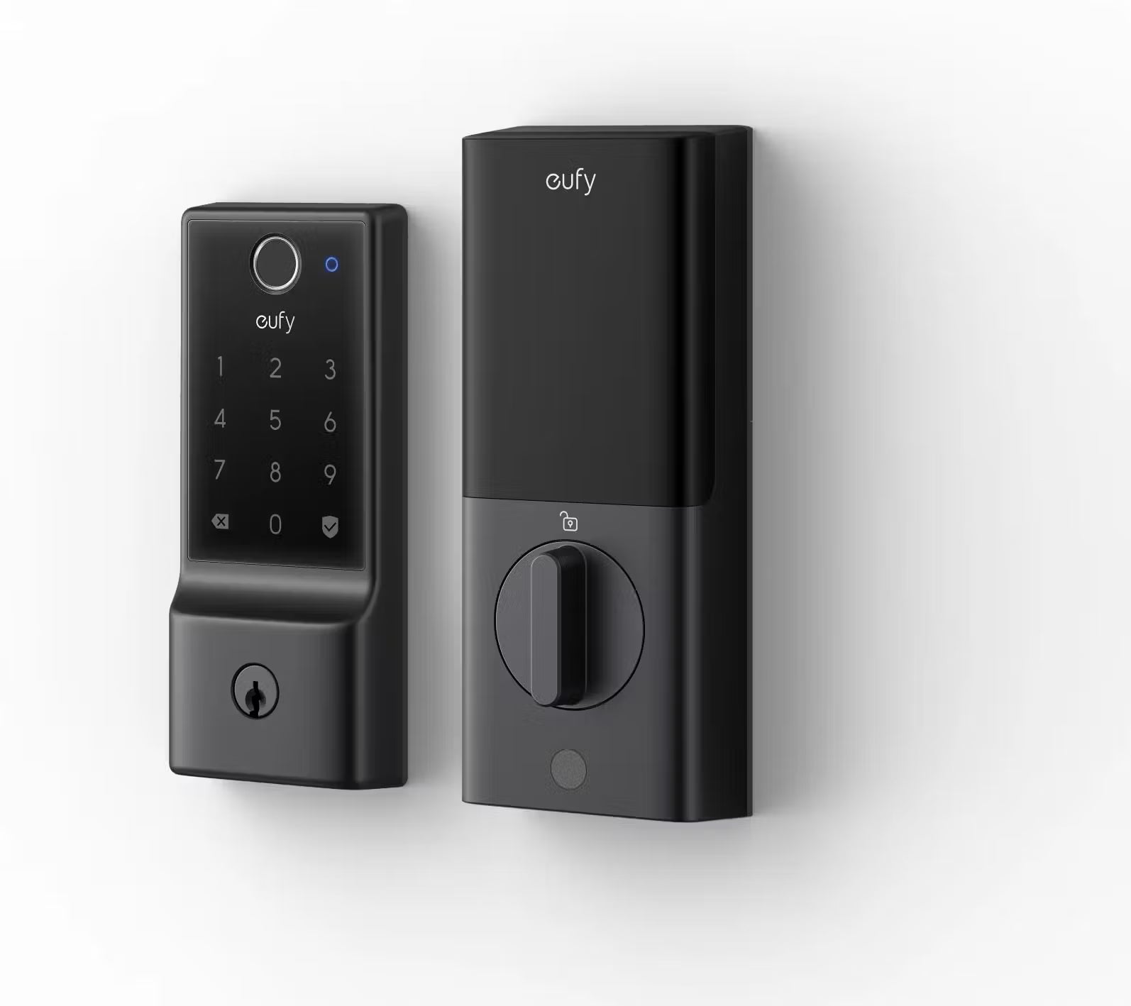 Black eufy smart lock on a white background