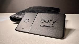 Eufy security device on a light surface with a black case
