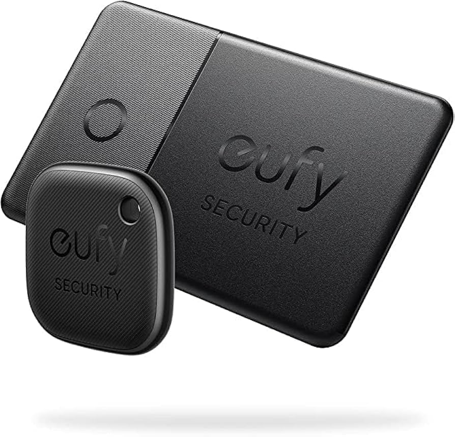 Two black Eufy Security devices on a white background