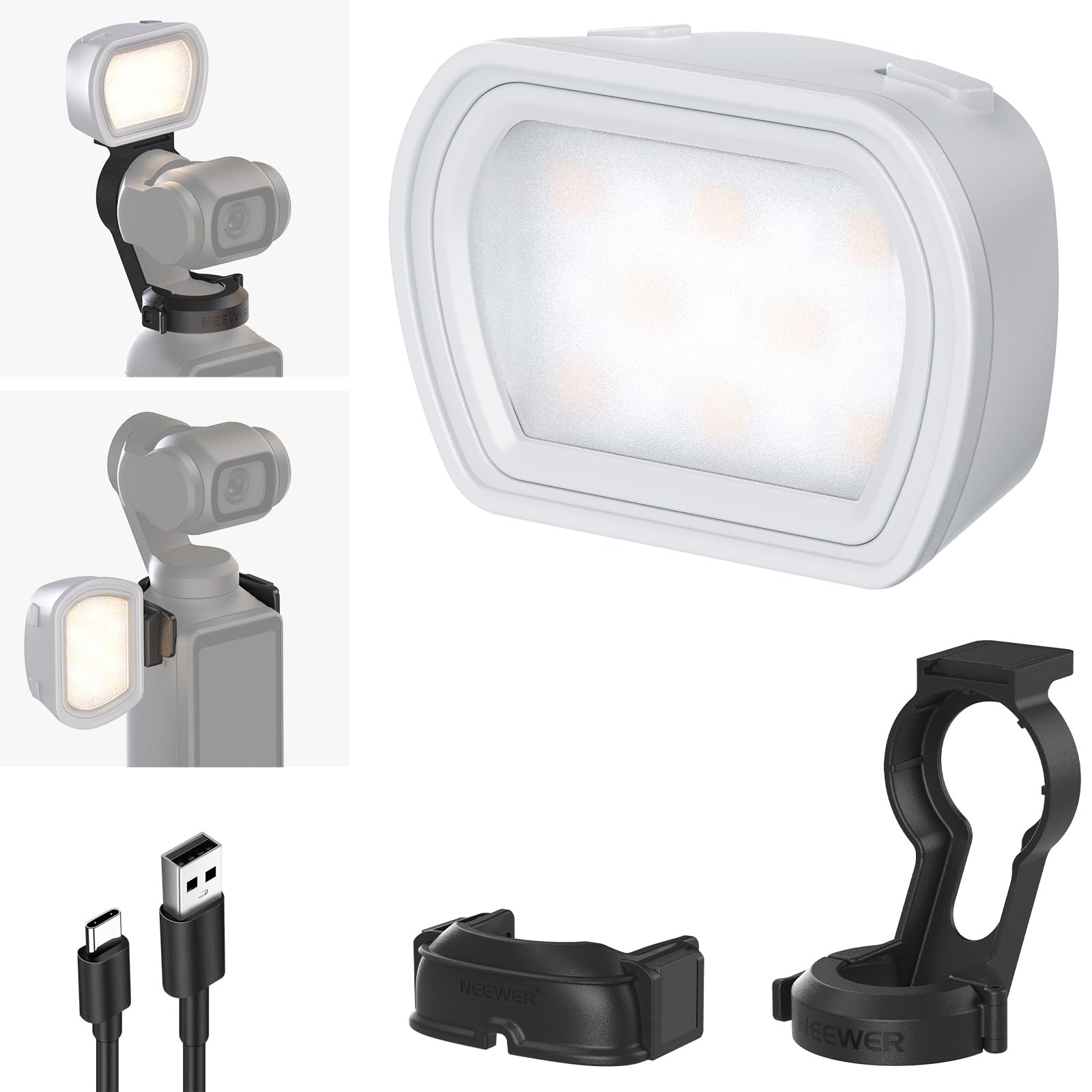Collection of outdoor security lights and accessories on a white background