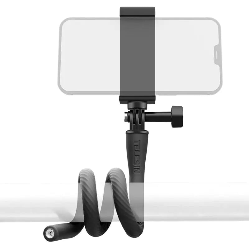 Phone holder with flexible arm on a white background