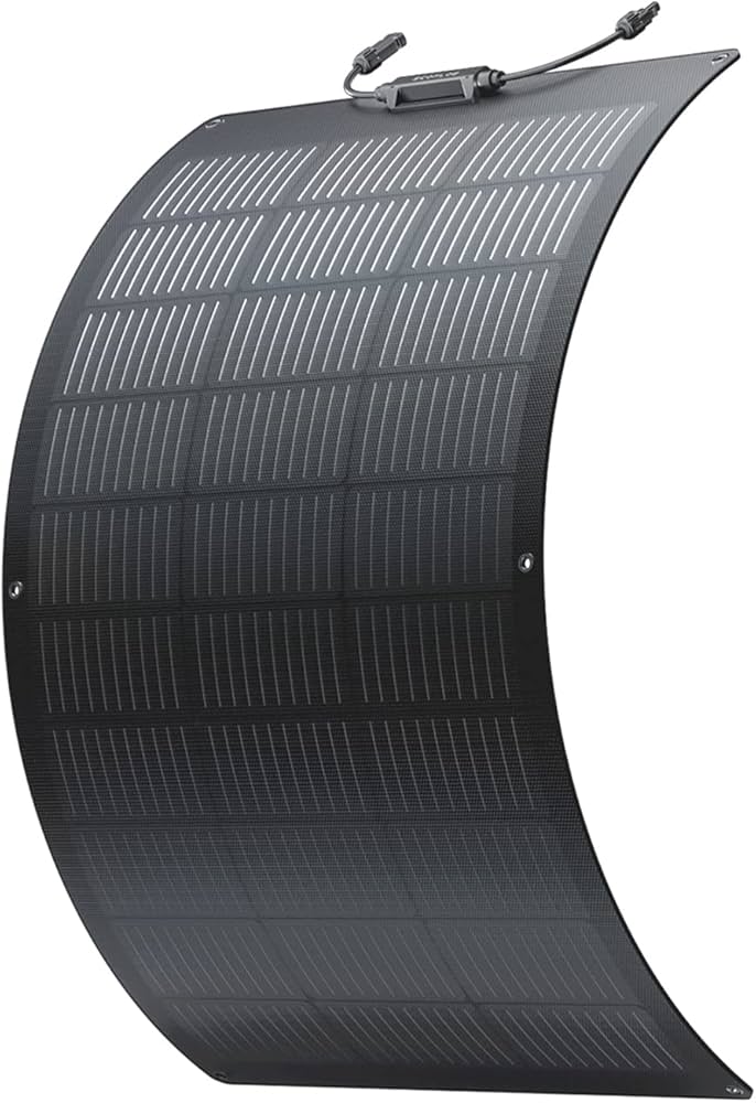 Flexible solar panel on a white background