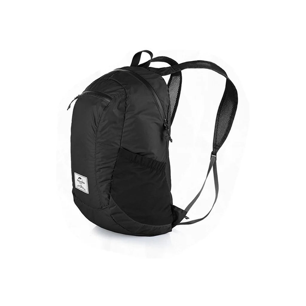 Black backpack on a white background