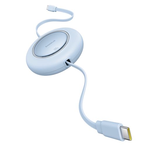 White electronic device with a USB cable on a white background