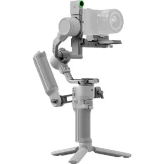 Camera stabilizer with a camera attached on a white background
