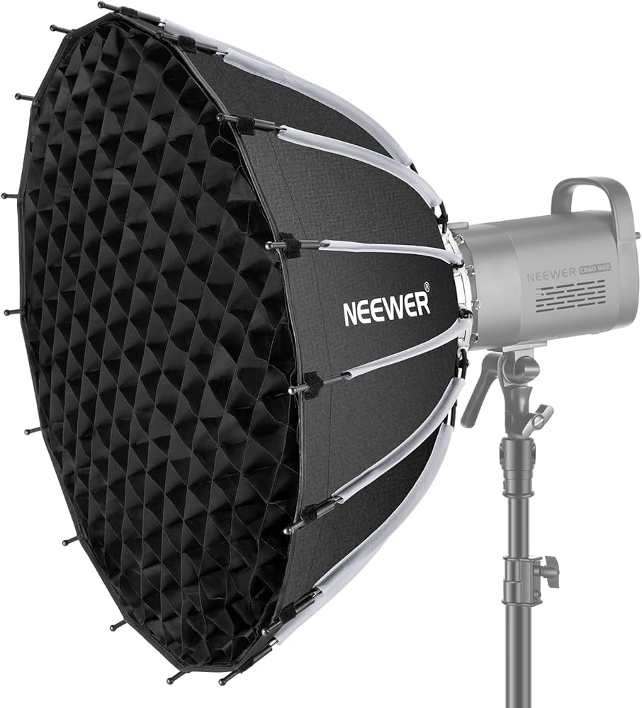 Neewer photography softbox with light stand on a white background