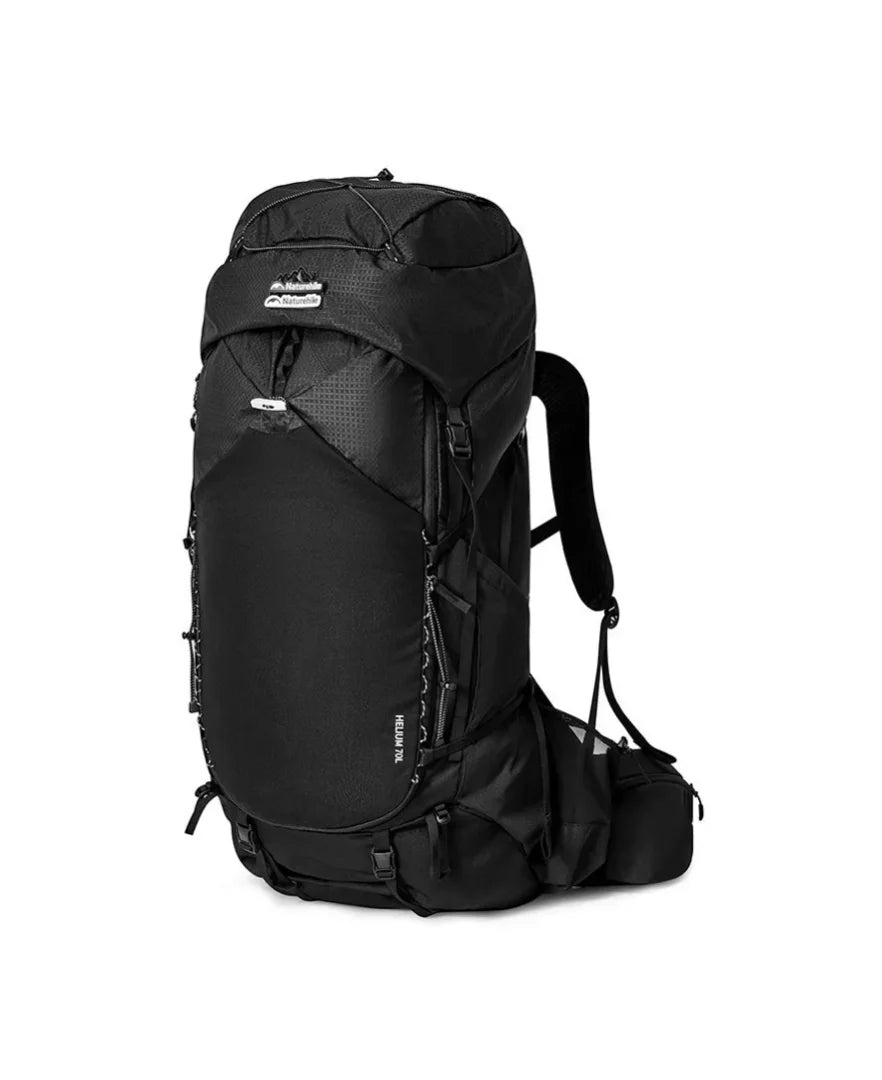 Black hiking backpack on a white background