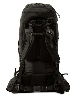 Black backpack on a white background