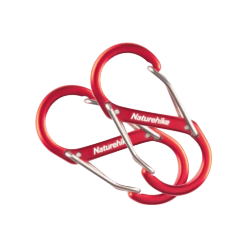 Two red carabiners with 'Naturehike' branding on a white background