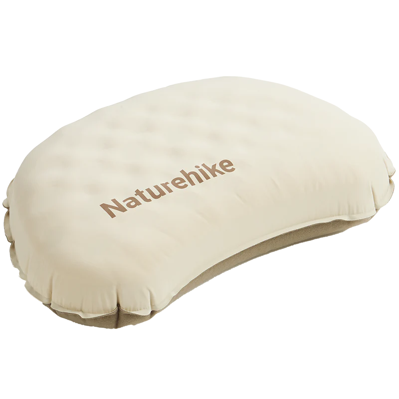 Beige inflatable pillow with 'Naturehike' branding on a white background