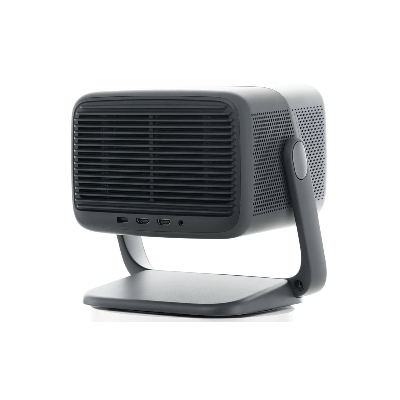 Gray portable air conditioner on a white background