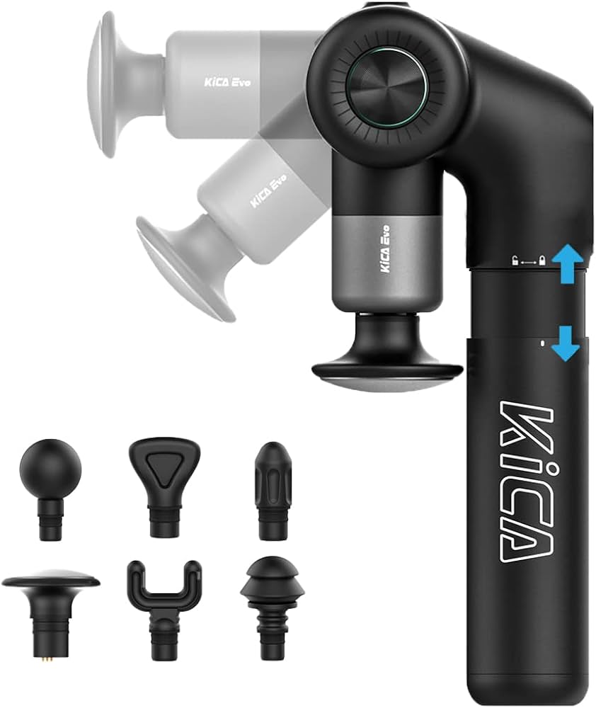 Kica massage gun with attachments on a white background