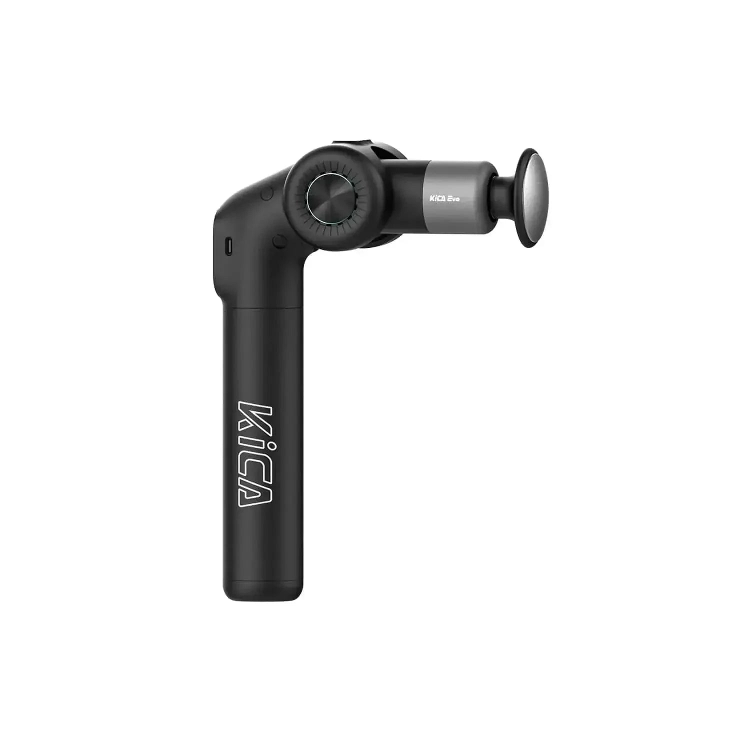 Black massage gun with 'Kiica' branding on a white background
