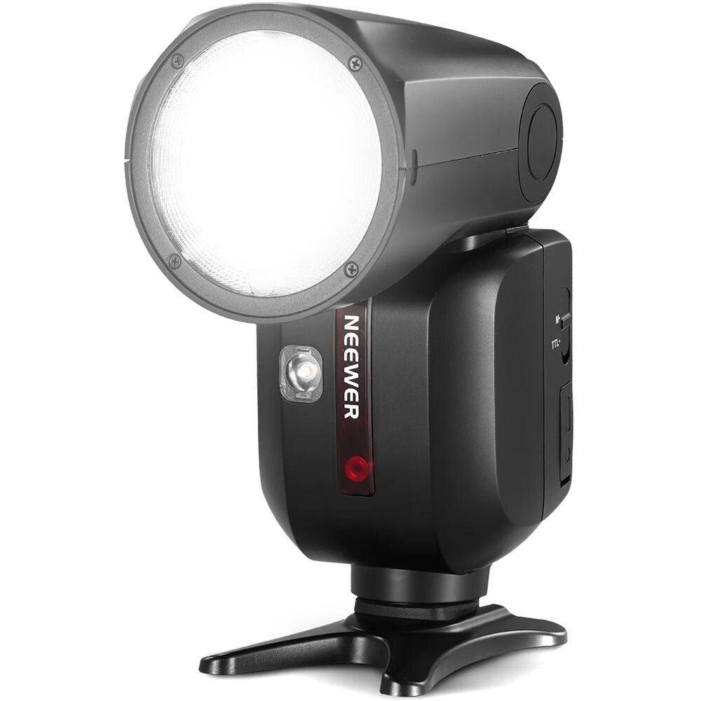 Neewer camera flash on a white background