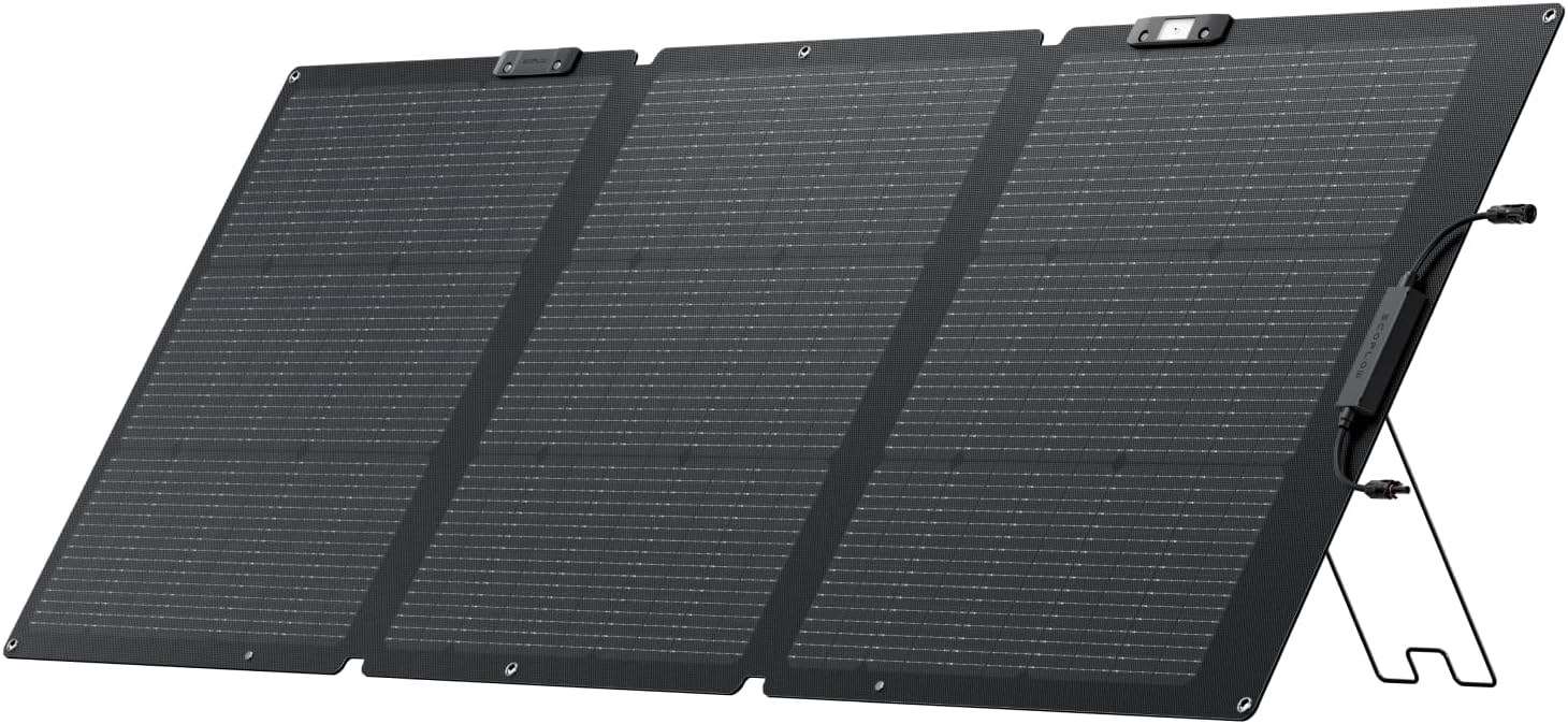 Foldable solar panel with multiple panels on a white background