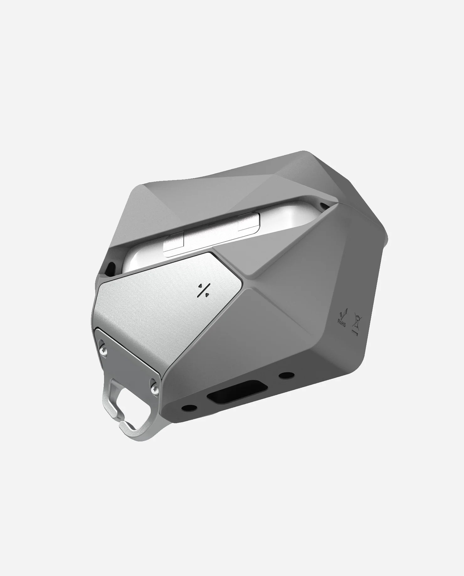 Geometrically designed electronic device on a light gray background