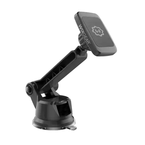 Black car phone mount with Wyve Gear logo on a white background