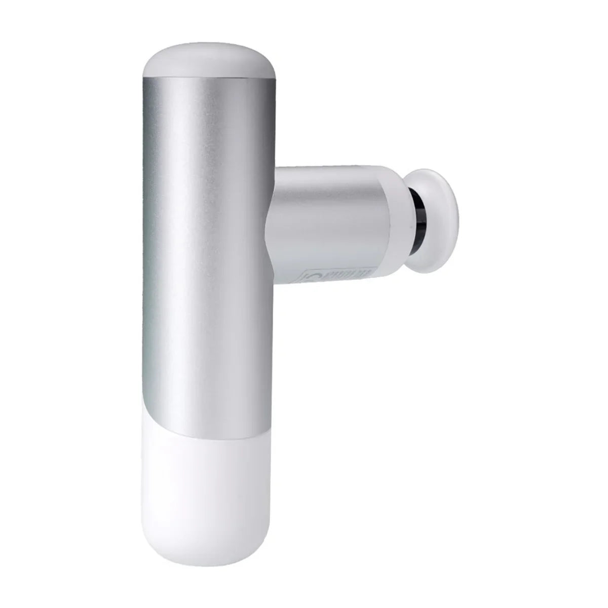 Metallic wall-mounted shower head on a white background